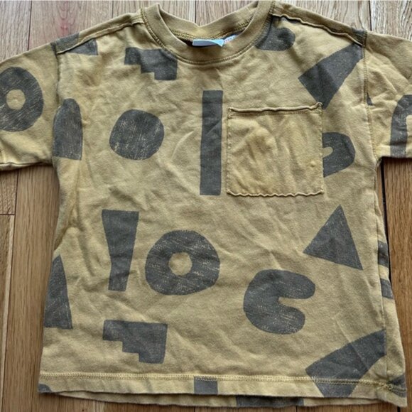 Zara Kids Toddler Boy 2-3 Outfit Mustard Geometric T-Shirt Blue Joggers Sweats - Picture 8 of 11